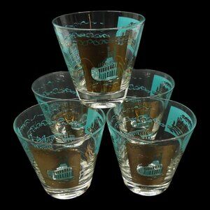 Southern Comfort Riverboat 5 Old Fashioned Glasses Vintage 1960s Libbey Whiskey